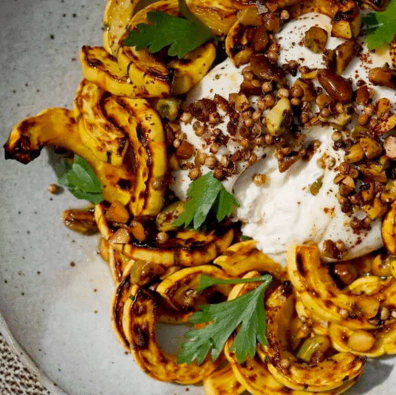 Delicata Squash with Burrata and Toasted Pistachios | SpiceTribe