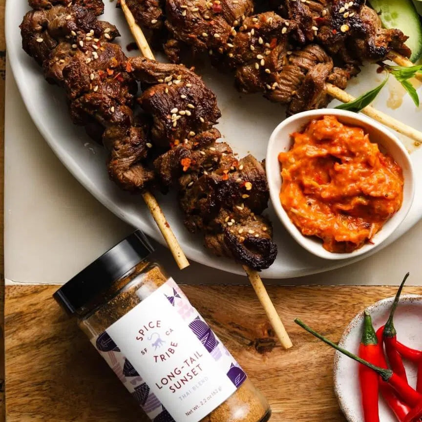 Thai Beef Skewers with a Spicy Homemade Red Chili Sauce | SpiceTribe