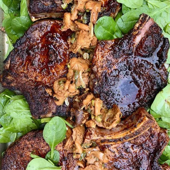 BBQ Pork Chops with Mushroom Escabeche | SpiceTribe