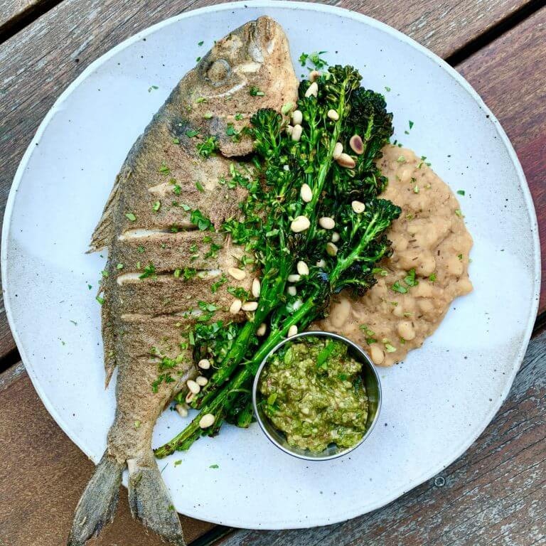 Pan Fried Whole Fish with Herb Sauce