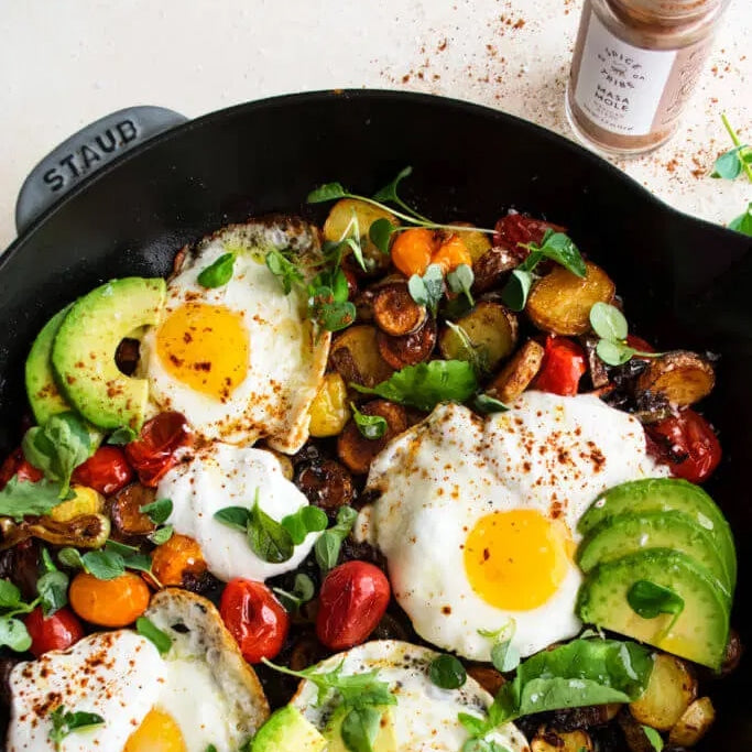 Mexican Potato Hash with Fried Eggs