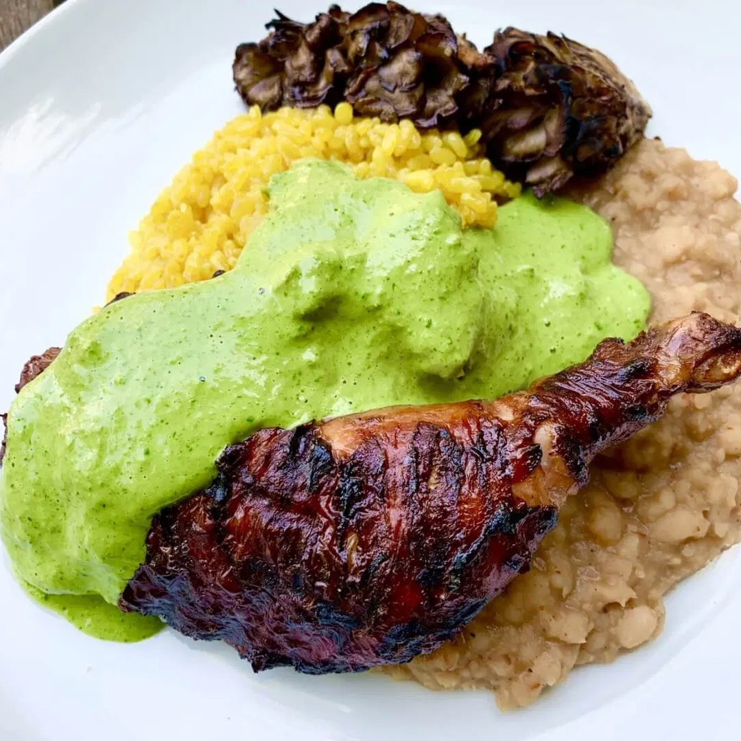 BBQ Chicken with Yellow Rice and Beans
