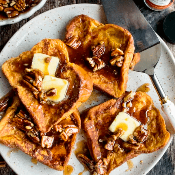 Pumpkin French Toast with Spiced Pecan Syrup